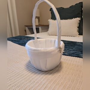 White Flower Girl Basket